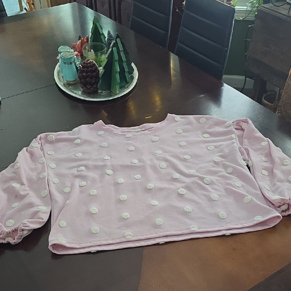 Blu Pepper Blush and Ivory Dot Sweatshirt